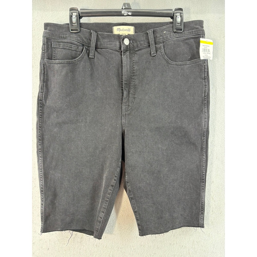 Madewell Roadtripper Biker Shorts Womens 32 Black High Rise Raw Hem Denim - Picture 2 of 13